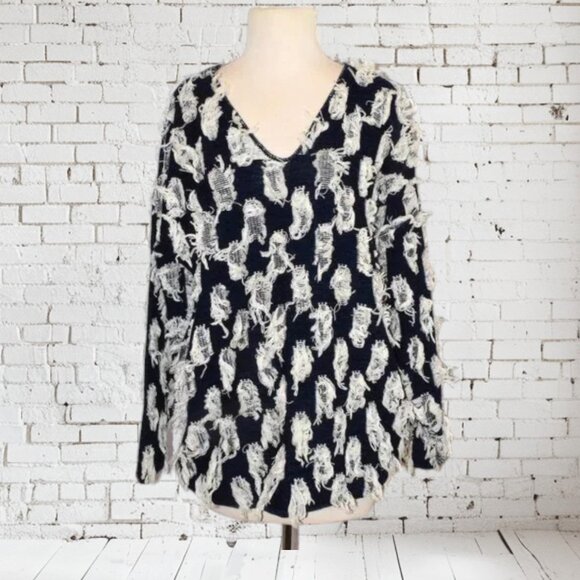 Vintage David Brett Shaggy Fringe Sweater Boho Made in USA - Picture 1 of 4